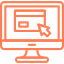 компютърен монитор с оранжева икона върху него.